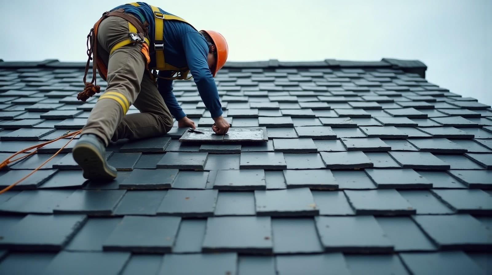 Rénovation d'une toiture en ardoise sur une maison du Beauvaisis
