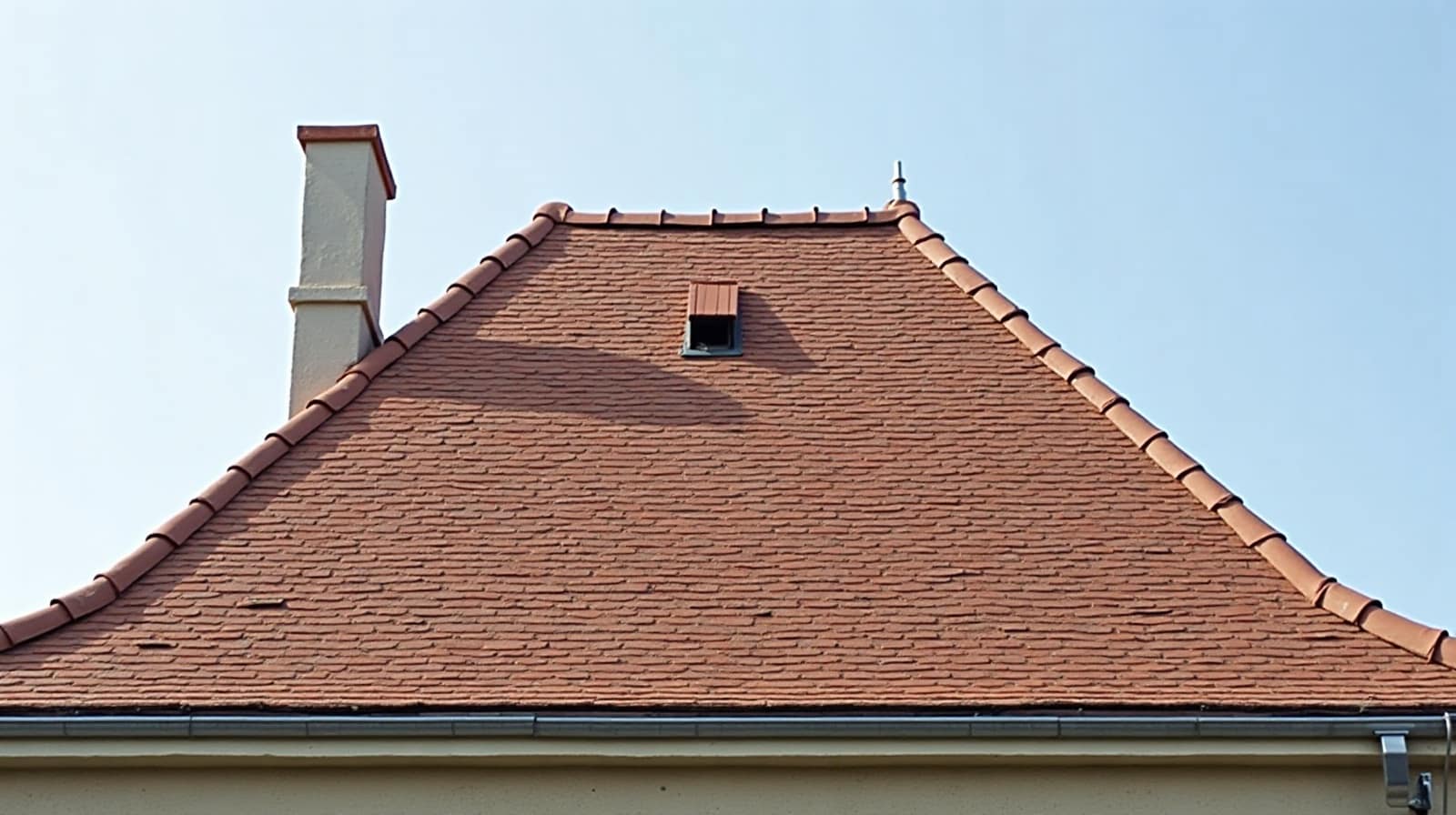 Toit pyramidal en tuile écaille avec chien-assis et cheminée à Troissereux